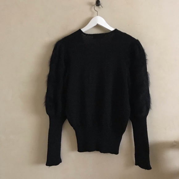 Vintage Black Angora and Lambswool Beaded Sweater - Picture 4 of 13